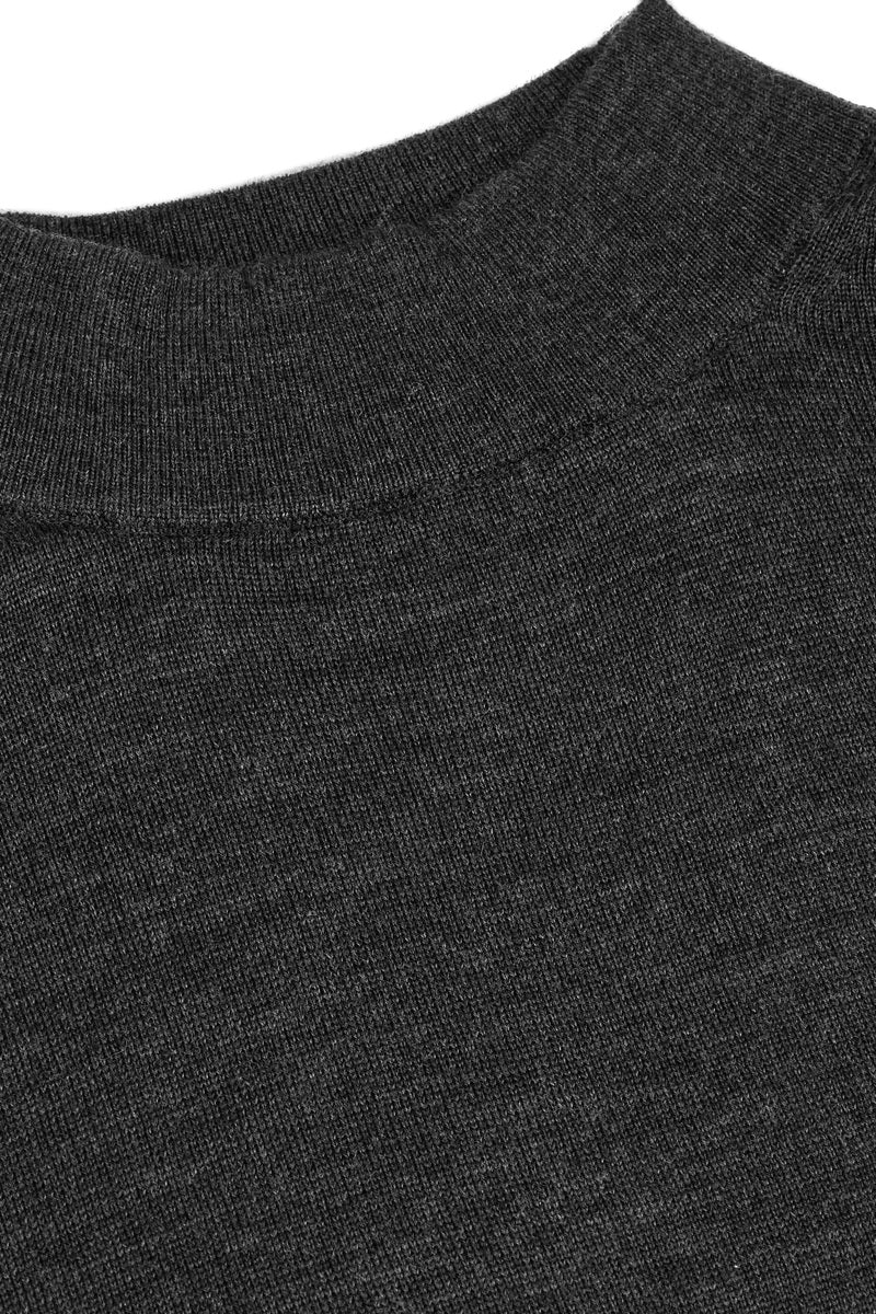 Stand Up Collar Merino Wool Knit, Charcoal