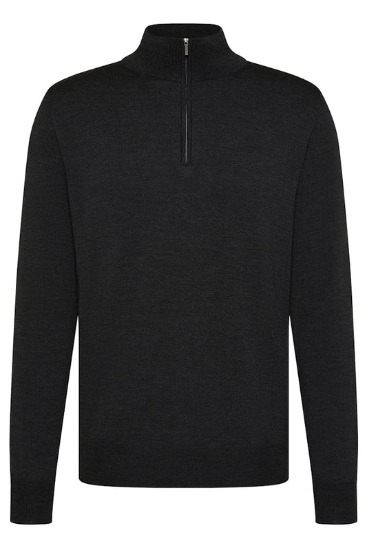 Half-Zip Knit Sweater, Dark Grey