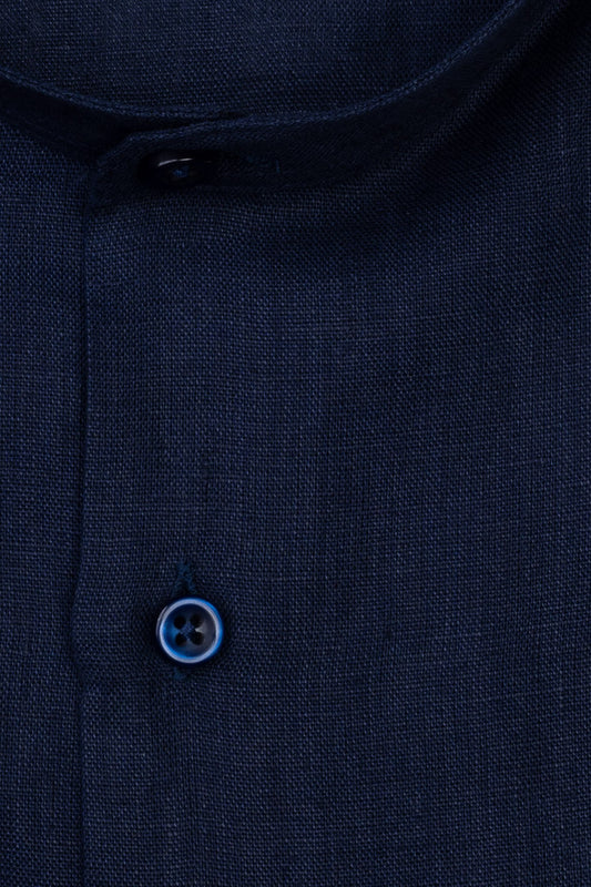 Linen Mao Shirt, Navy