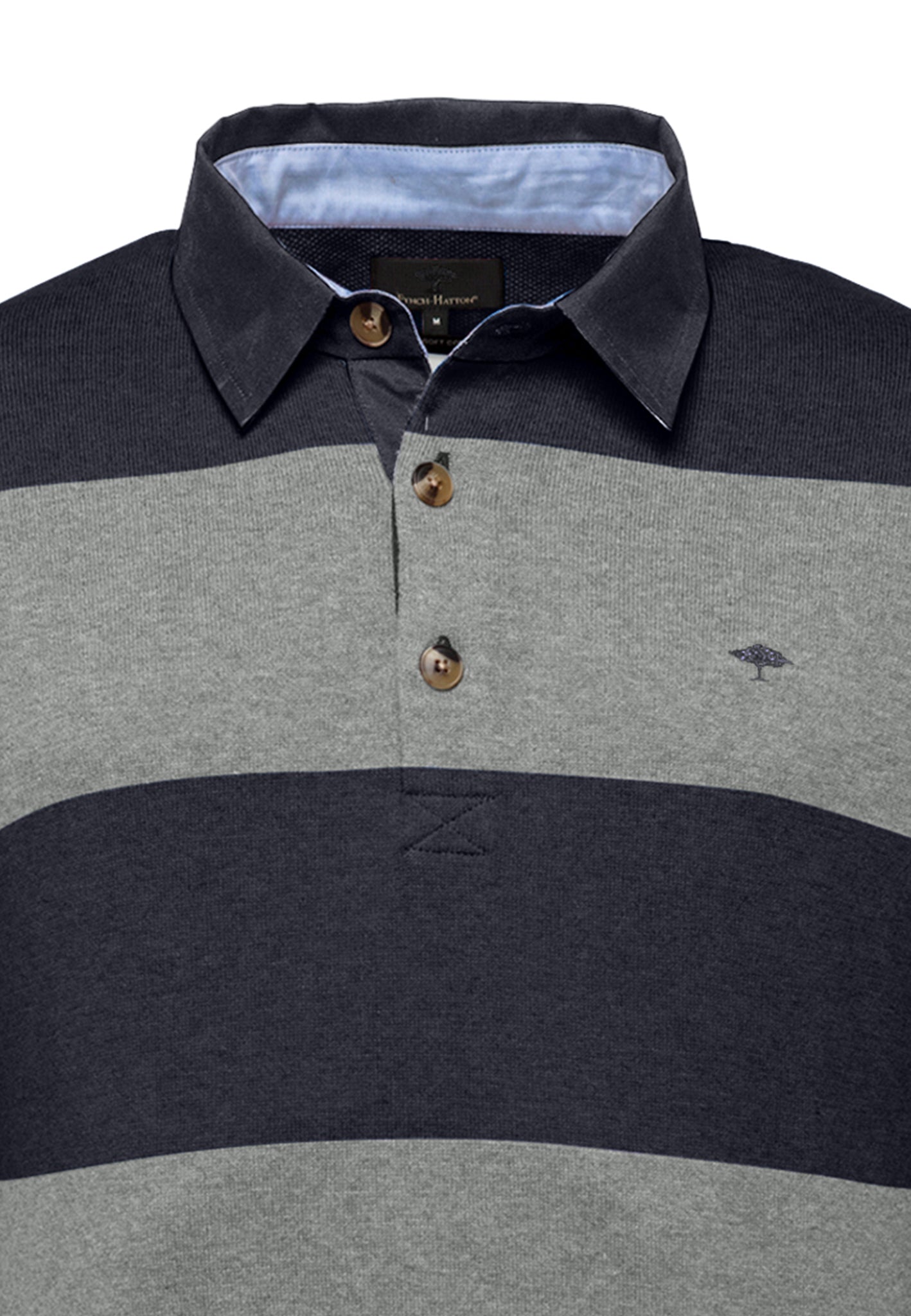 FYNCH HATTON Striped Rugby Polo Shirt