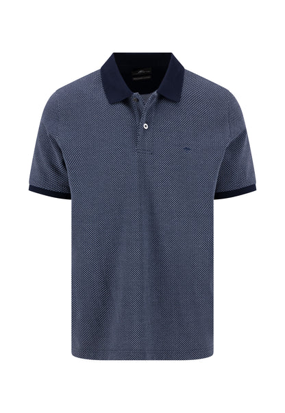 Structured Pattern Polo Shirt, Navy