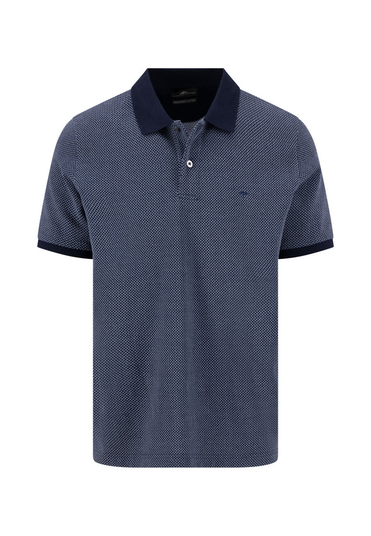 Structured Pattern Polo Shirt, Navy