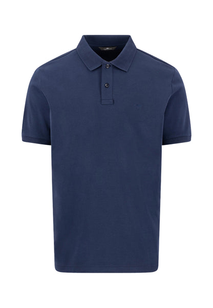 Pre-Shrunk Cotton Polo with a Classic Collar, Navy
