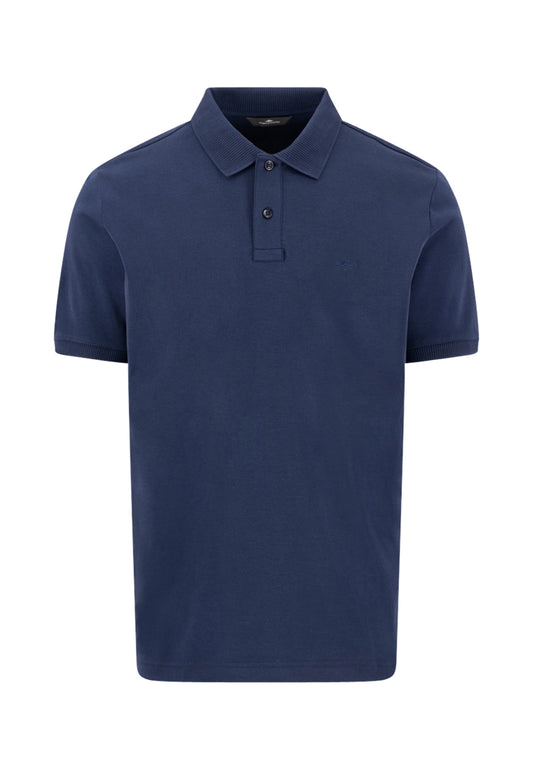Pre-Shrunk Cotton Polo with a Classic Collar, Navy