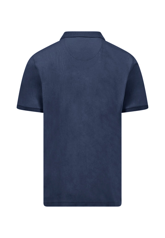 Pre-Shrunk Cotton Polo with a Classic Collar, Navy