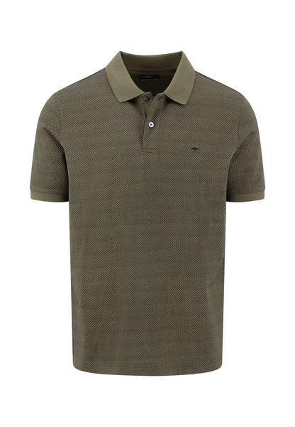 Structured Pattern Polo Shirt, Olive