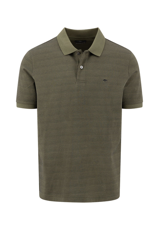 Structured Pattern Polo Shirt, Olive