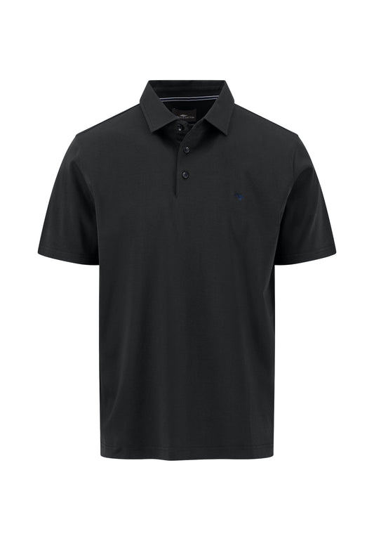Cotton Polo Shirt with a Classic Polo Collar, Black