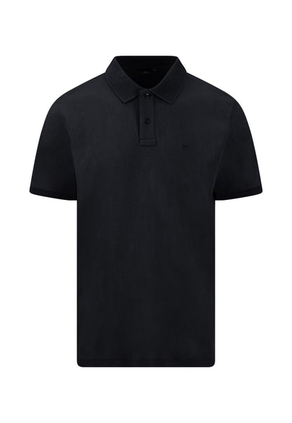 Pre-Shrunk Cotton Polo with a Classic Collar, Black