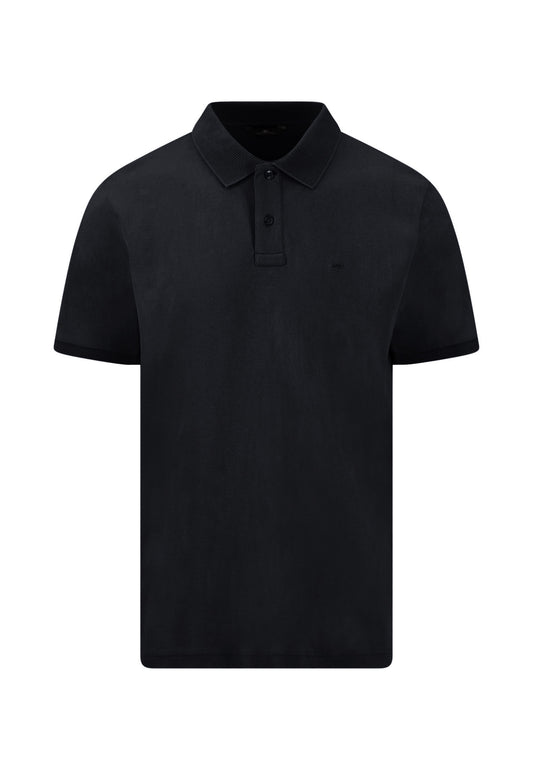 Pre-Shrunk Cotton Polo with a Classic Collar, Black