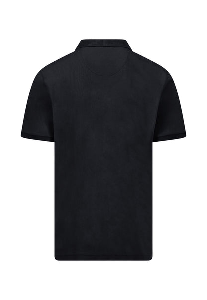 Pre-Shrunk Cotton Polo with a Classic Collar, Black
