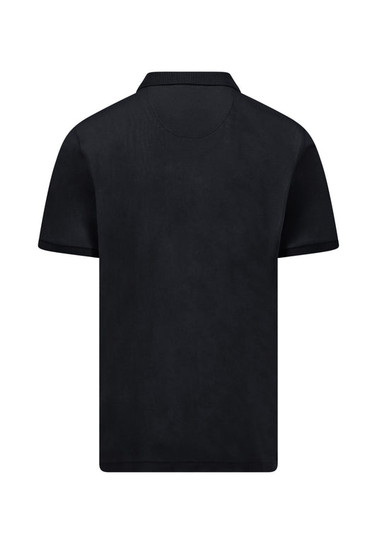 Pre-Shrunk Cotton Polo with a Classic Collar, Black