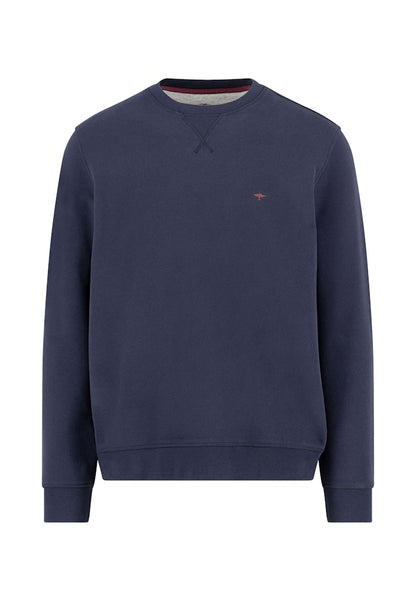 Cotton Round Neck Sweatshirt, Navy