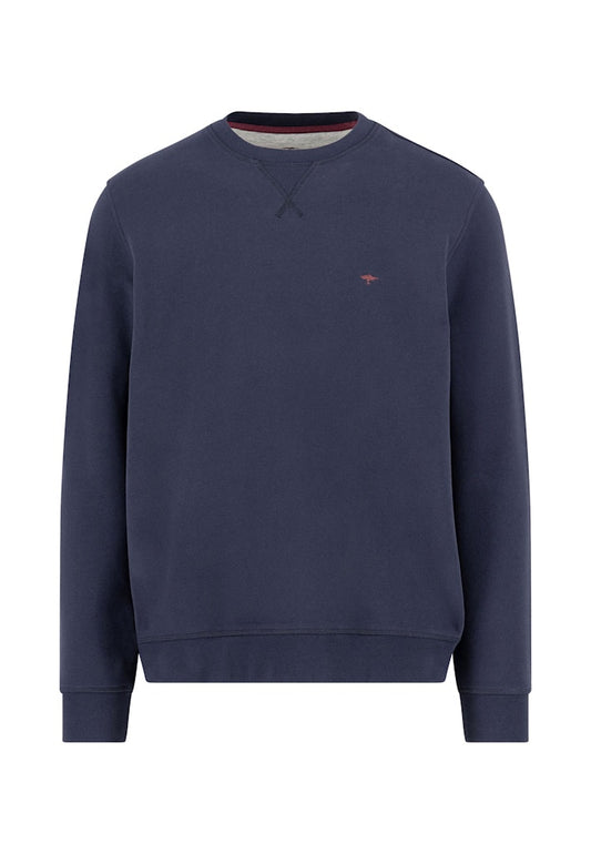 Cotton Round Neck Sweatshirt, Navy