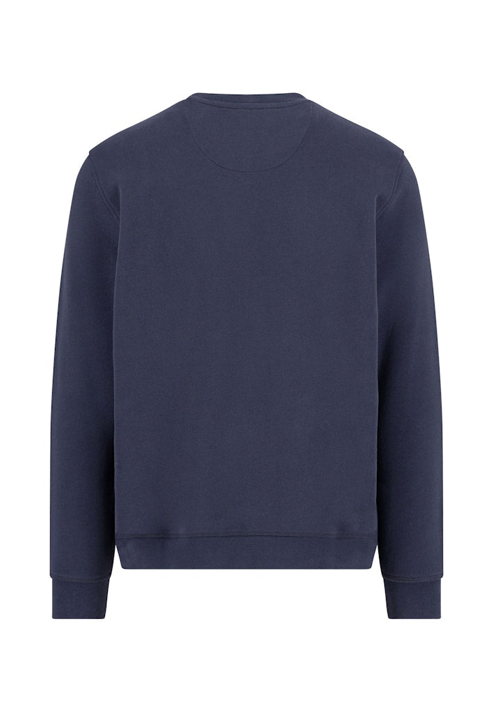 Cotton Round Neck Sweatshirt, Navy