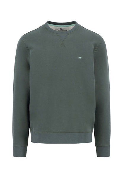 Cotton Round Neck Sweatshirt, Olive
