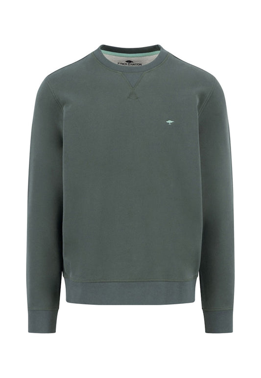 Cotton Round Neck Sweatshirt, Olive