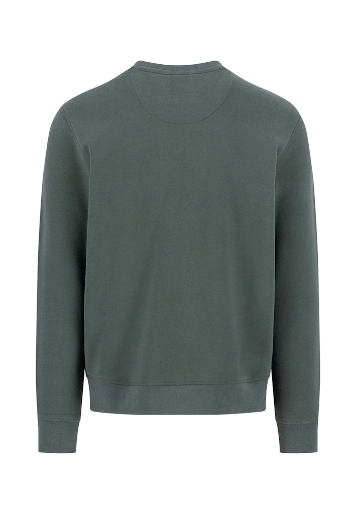 Cotton Round Neck Sweatshirt, Olive