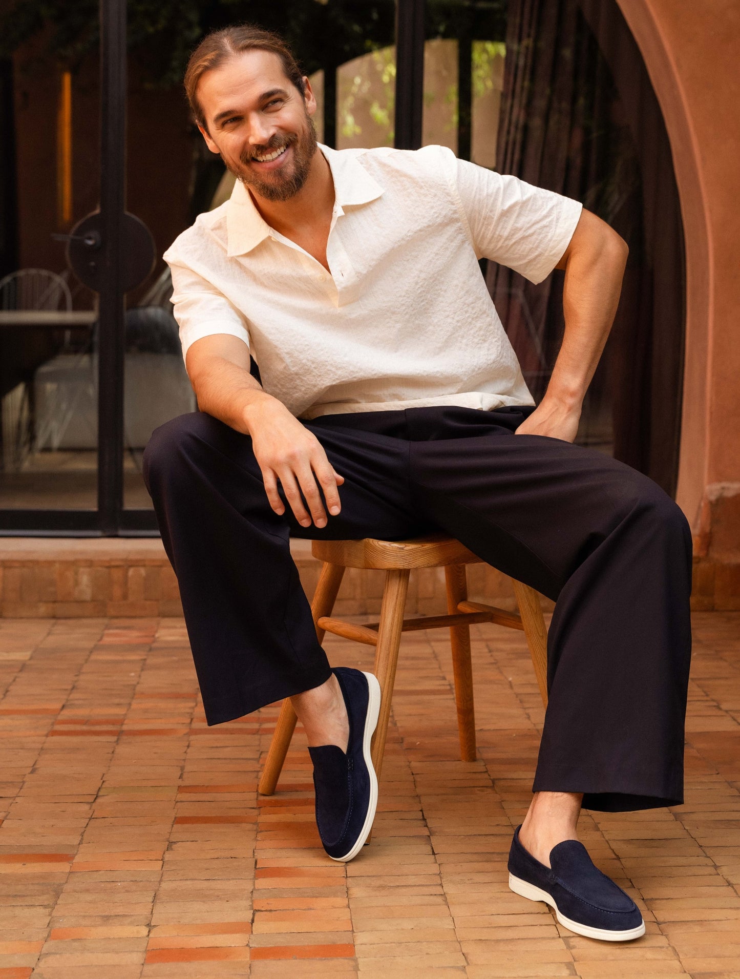 Gassin Suede Leather Loafer, Navy