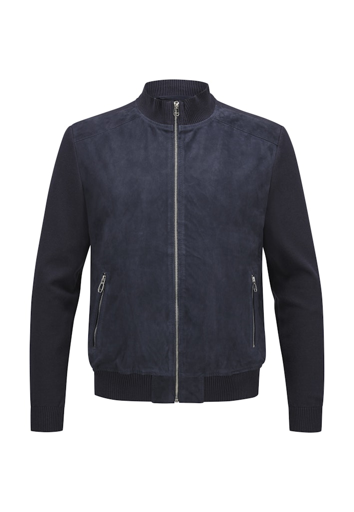Tristan Goatskin Suede Blouson, Navy