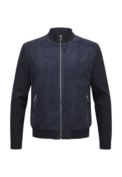 Tristan Goatskin Suede Blouson, Navy