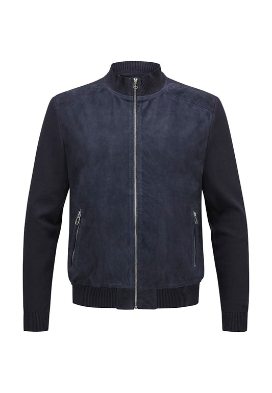 Tristan Goatskin Suede Blouson, Navy