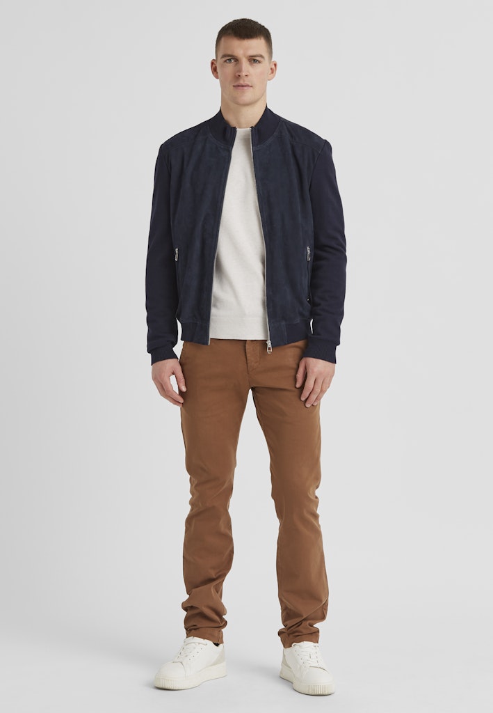 Tristan Goatskin Suede Blouson, Navy