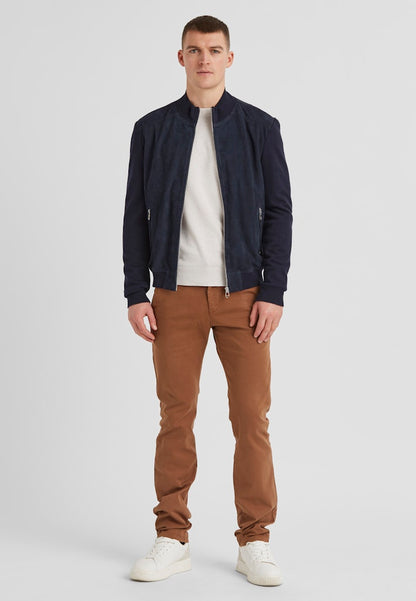 Tristan Goatskin Suede Blouson, Navy