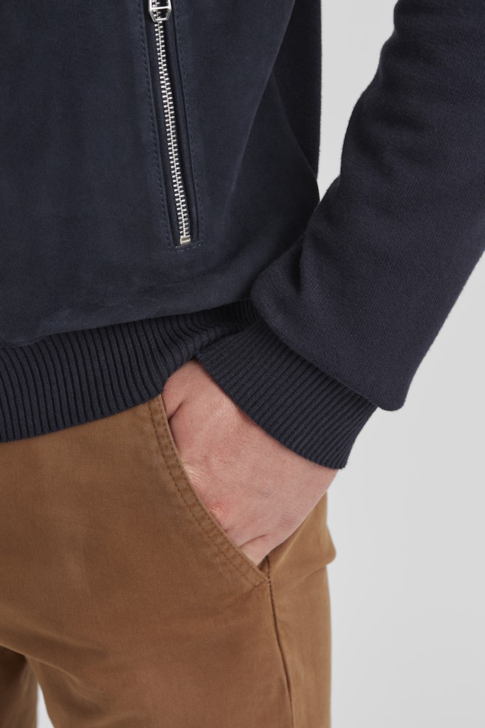 Tristan Goatskin Suede Blouson, Navy