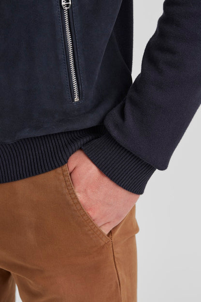 Tristan Goatskin Suede Blouson, Navy