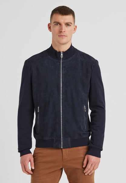 Tristan Goatskin Suede Blouson, Navy