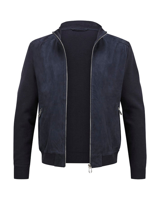 Tristan Goatskin Suede Blouson, Navy