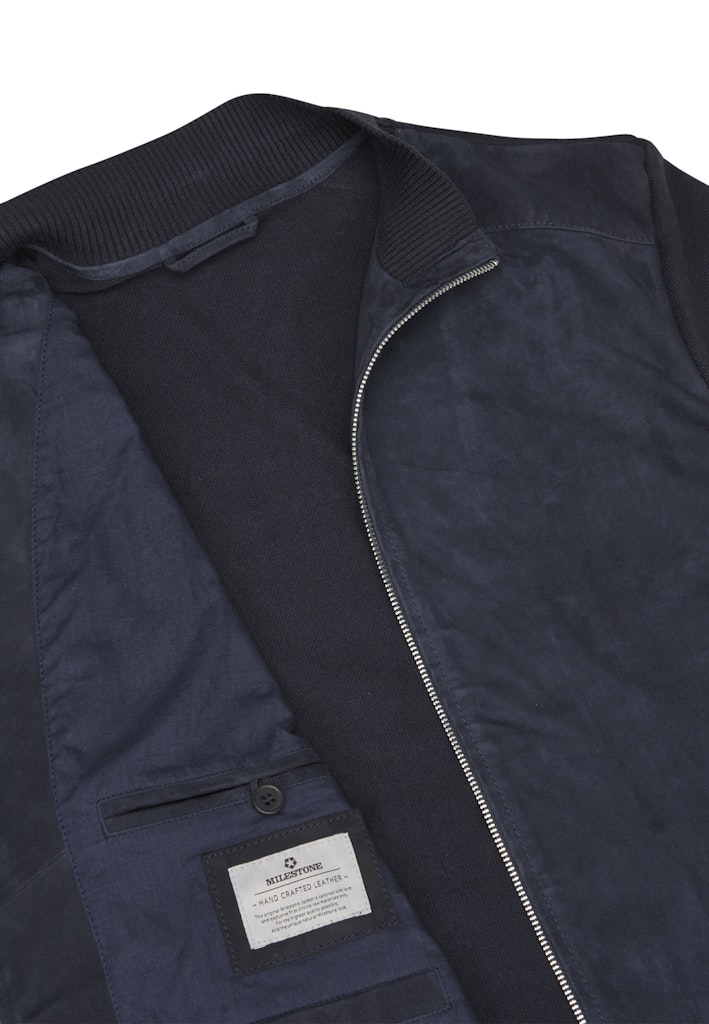 Tristan Goatskin Suede Blouson, Navy