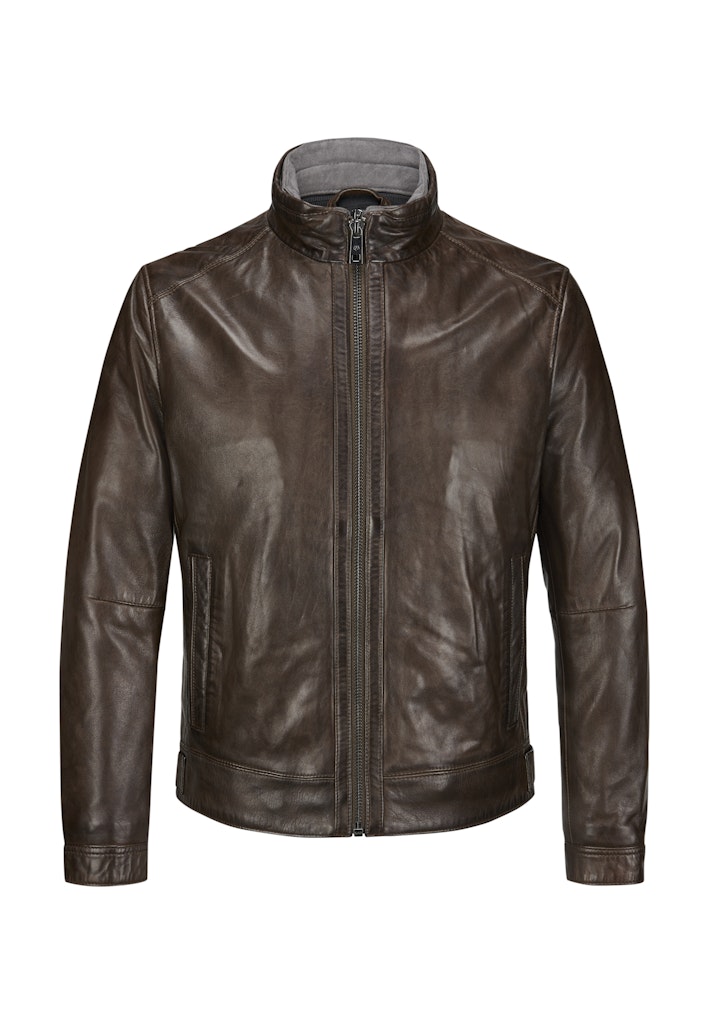 Leather jacket MSBarney, Padded Lamb Nappa, Medium Brown