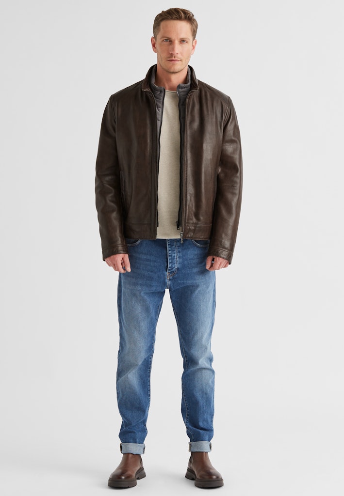 Leather jacket MSBarney, Padded Lamb Nappa, Medium Brown