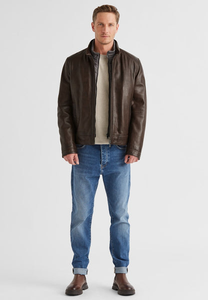 Leather jacket MSBarney, Padded Lamb Nappa, Medium Brown