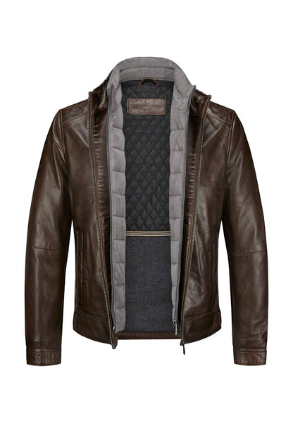 Leather jacket MSBarney, Padded Lamb Nappa, Medium Brown