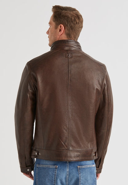 Leather jacket MSBarney, Padded Lamb Nappa, Medium Brown