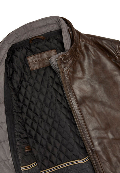 Leather jacket MSBarney, Padded Lamb Nappa, Medium Brown