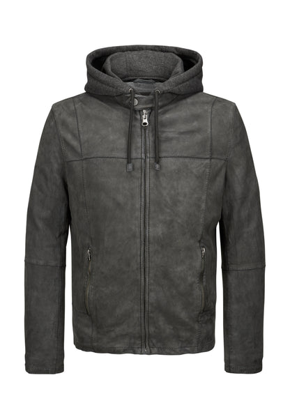 Renaldo Leather Jacket, Sheepskin, Dark Grey