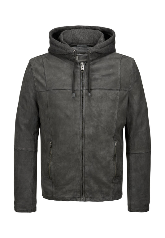 Renaldo Leather Jacket, Sheepskin, Dark Grey