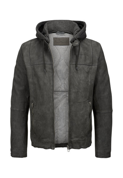 Renaldo Leather Jacket, Sheepskin, Dark Grey