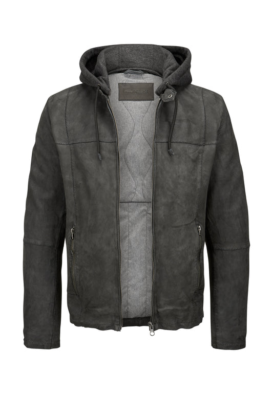 Renaldo Leather Jacket, Sheepskin, Dark Grey