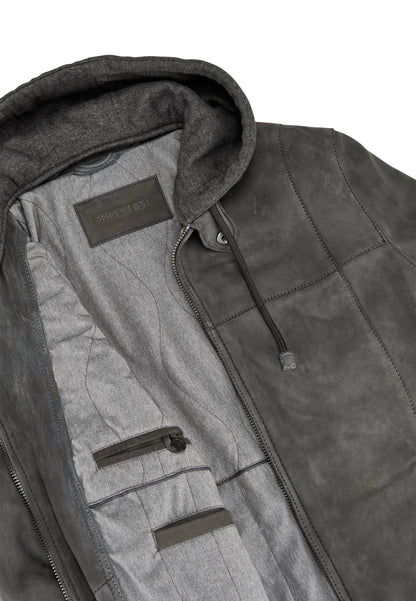 Renaldo Leather Jacket, Sheepskin, Dark Grey