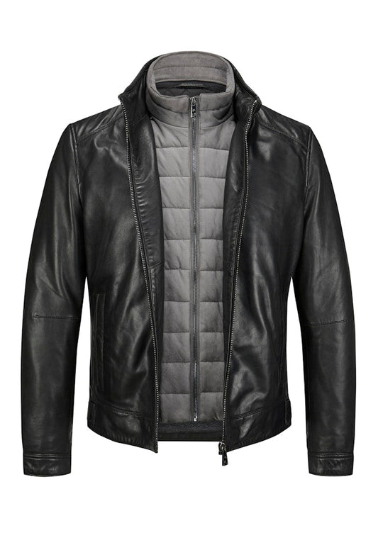 Leather jacket MSBarney, Padded Lamb Nappa, Black