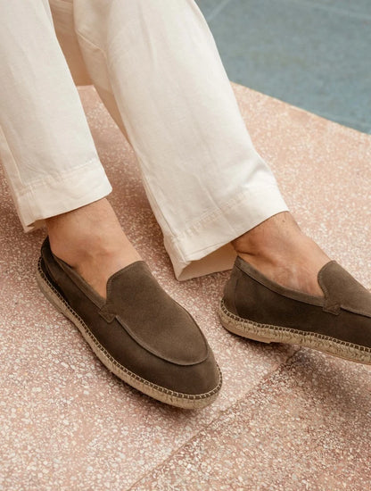 Salvador Suede Loafers, Khaki Brown