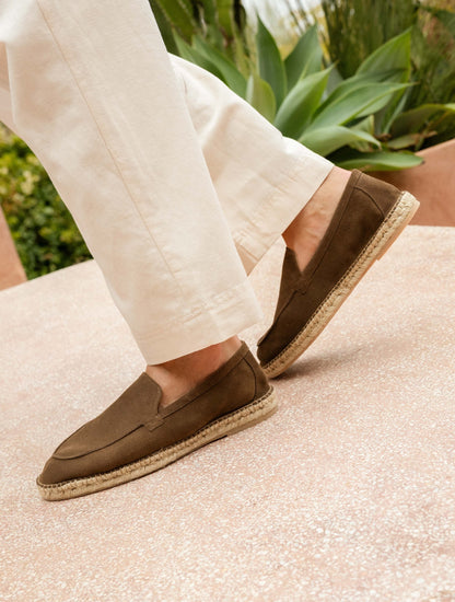 Salvador Suede Loafers, Khaki Brown