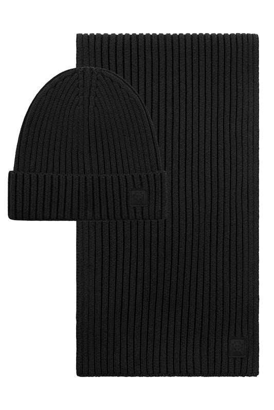 Lumo-BOX Hat and Scarf Set in Black