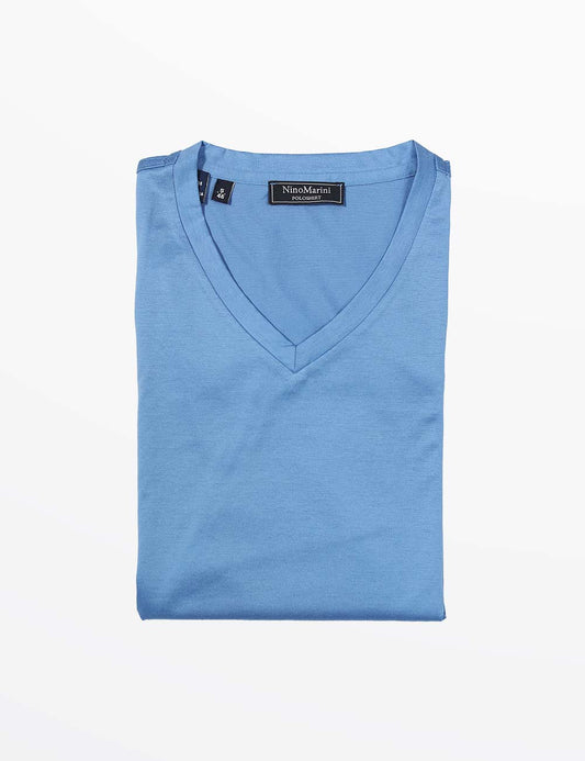 Nino Marini Baby Blue V-Neck T-Shirt