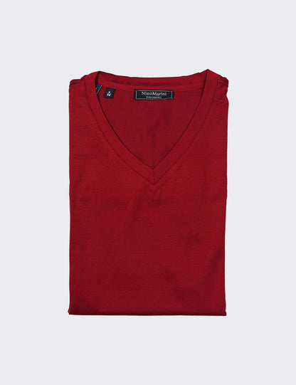 Nino Marini Red V-Neck T-Shirt